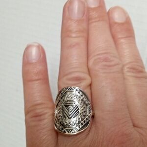 Arizona simulated silver native American mystic Wide Ring Size 9